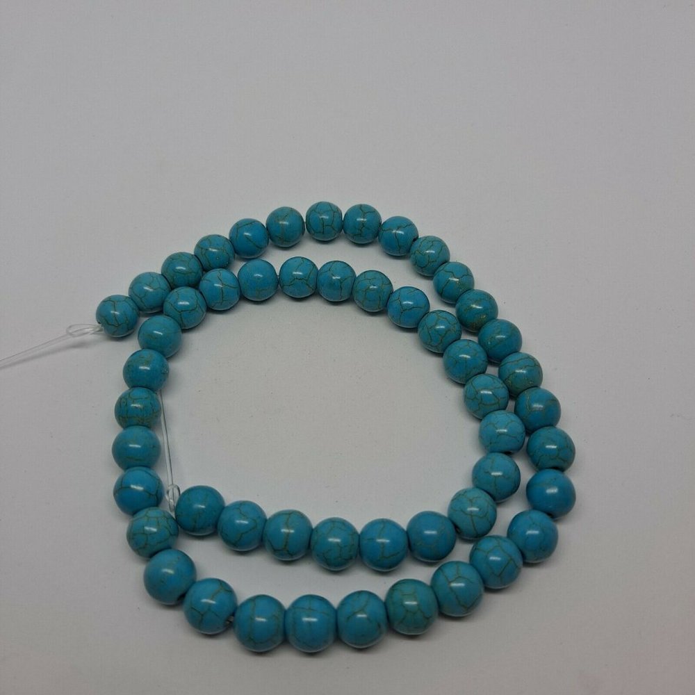 Beads Teal Jewelry craft making Crackle Design 48 pieces - Picture 4 of 6
